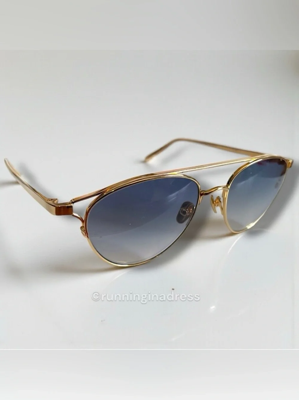 Linda Farrow Omar Gold Aviator Sunglasses LFL804 C7 Titanium NWT Full Set